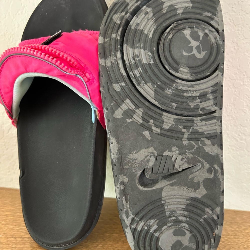Nike. beTrue Pink Zip-Detail Slide Sandals hidden zippers, unisex Sz 10 - Picture 5 of 6